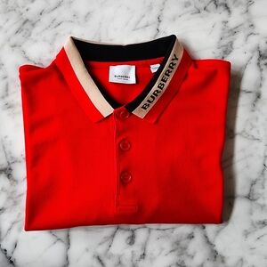 XXXL 100%Cotton Red Burberry Polo Shirt